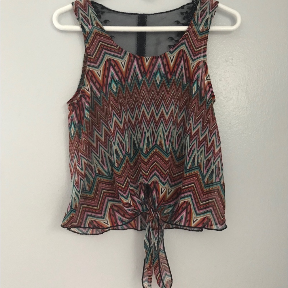 Dots Tie Front Tank Top